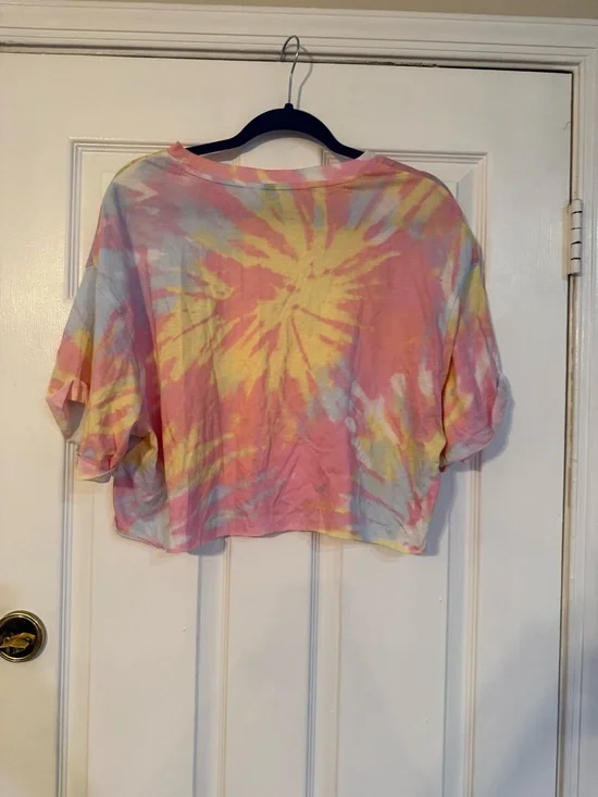 H&M Pastel Tie-Dye Cropped Tee - Pink, Yellow, Light Blue - Picture 5 of 7